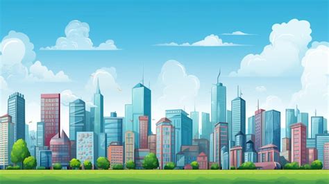 Premium Vector | A cartoon city with a green city in the background