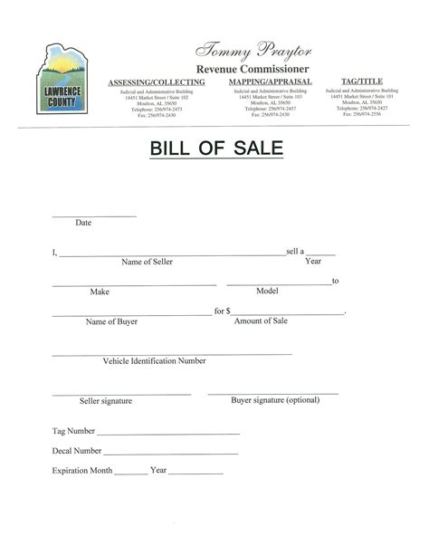 Printable Alabama Bill Of Sale