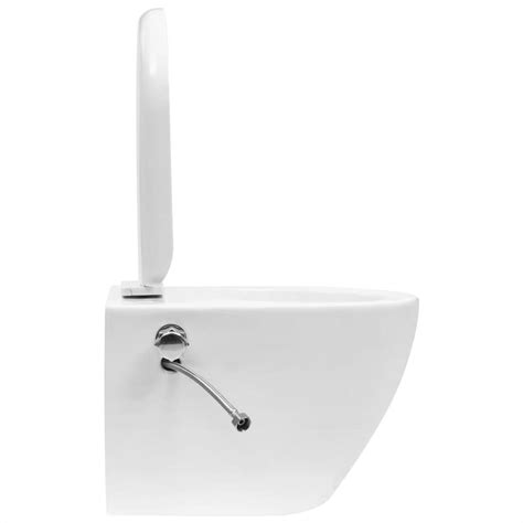 Wall Hung Rimless Toilet with Bidet Function Ceramic White