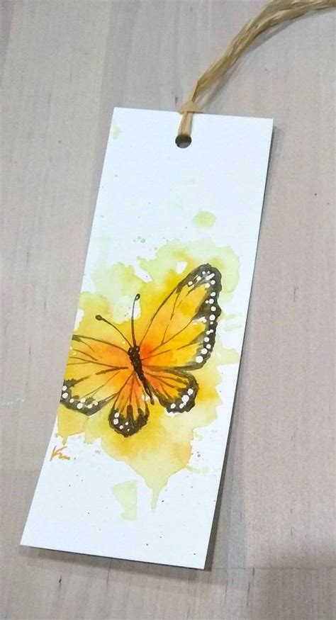 Set Of 2 Original Hand Painted Watercolor Yellow Monarch Etsy Book