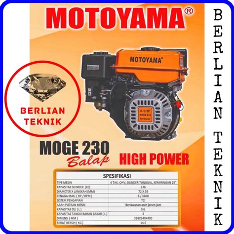 Jual Mesin Penggerak Bensin Engine Gasoline Motoyama Moge Hp