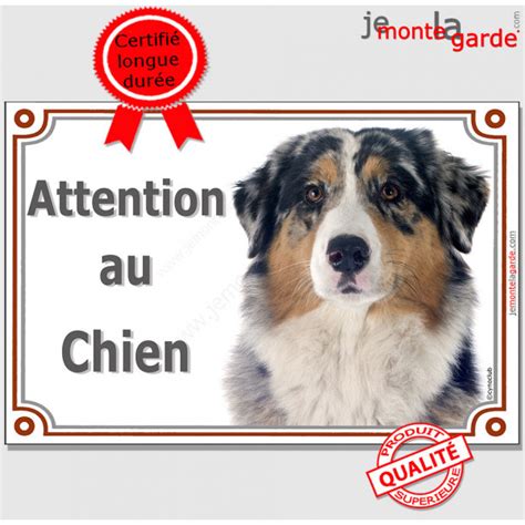 Berger Australien Bleu Merle Plaque Attention Au Chien Panneau Affiche