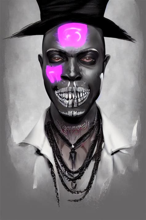 Prompthunt Portrait Of Baron Samedi Cyber Neon Lights Digital