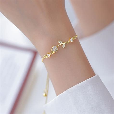 Pulseira De Amizade 18K Gold Zircon Tulipas Amante Da Moda Feminina