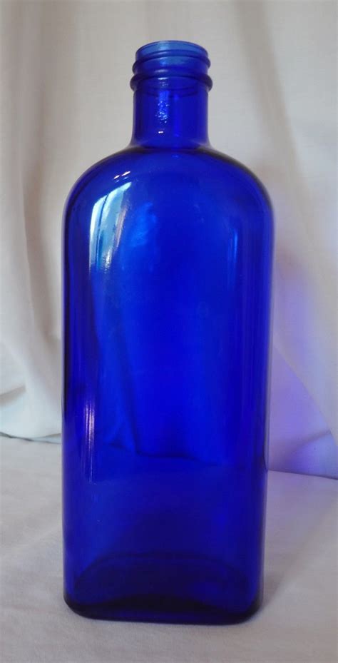 Cobalt Blue Glass Bottle Vintage Medicinal Apothecary 9 Inches Tall No Cap Medicine Screw Top