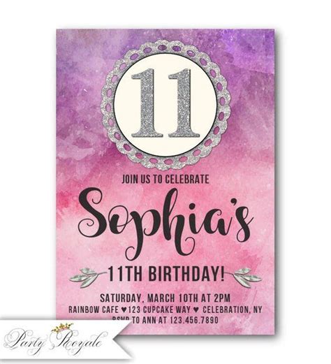 10 Aesthetic 11th Birthday Invitation Templates Design Ideas Birthday