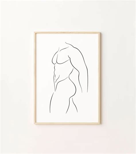 Man Line Art Male Body Line Drawing Naked Man Print Abstract Man Poster Male Figure Wall Art