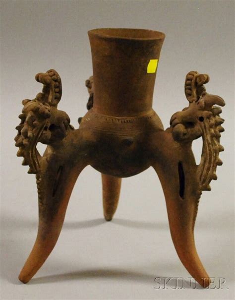 Sold At Auction Costa Rican Pre Columbian Rattle Leg Tripod Vessel