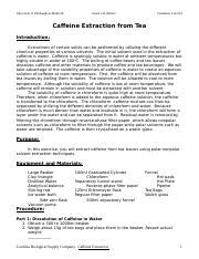 Chem023 Caffeine Extraction From Tea 1 University Of Pittsburgh At