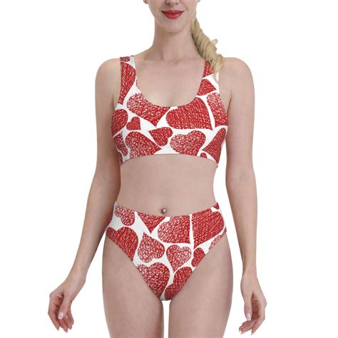 Haiem Hearts Women S High Waisted Bikini Set Two Piece Bathing Suits