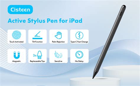 Stylus Pen For Ipad With Tilt Sensor Fast Charge Cisteen Active