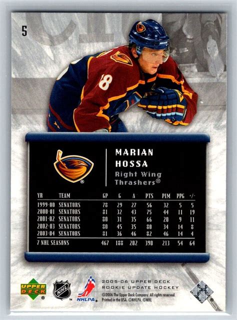 2005 Upper Deck Rookie Update 5 Marian Hossa Atlanta Thrashers HOF EBay