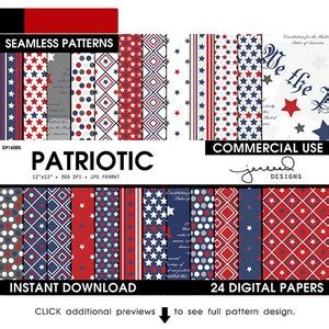 Patriotic USA Digital Paper Fourth Of July America Etsy