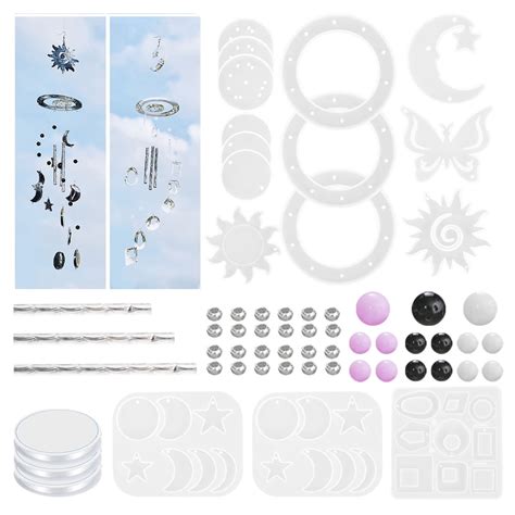 Fyeme Diy Wind Chimes Resin Moulds Kitchimes Epoxy Resinmoon Star Sun Butterfly Silicone Mold