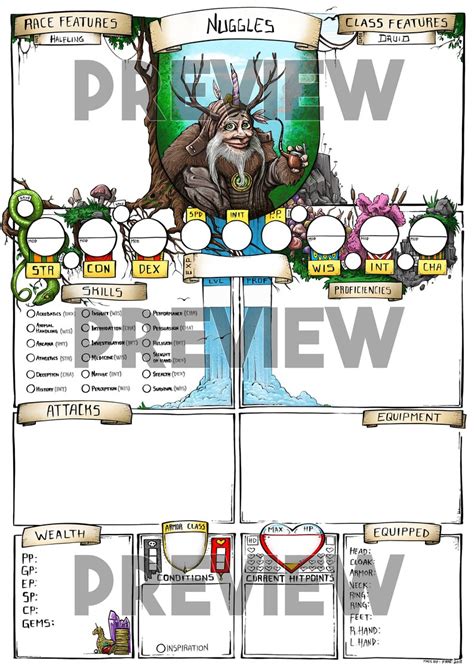 Custom Character Sheet Theme Nature Druid Color Nuggles Etsy