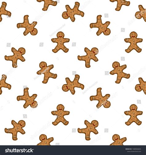 Gingerbread Man Seamless Pattern Ink Hand Stock Vector Royalty Free