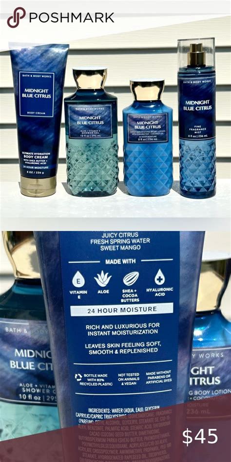 Bath Body Works MIDNIGHT BLUE CITRUS Gel Cream Lotion Mist Set