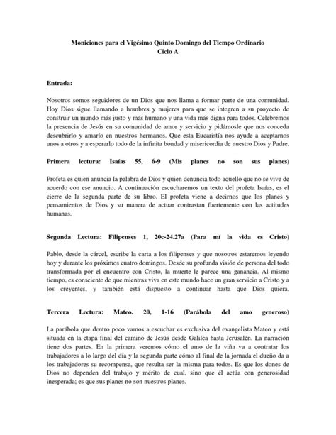 PDF Moniciones para el Vigésimo Quinto Domingo del Tiempo Ordinario