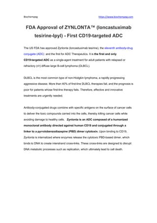 Fda Approval Of Zynlonta Loncastuximab Tesirine Lpyl First Cd19