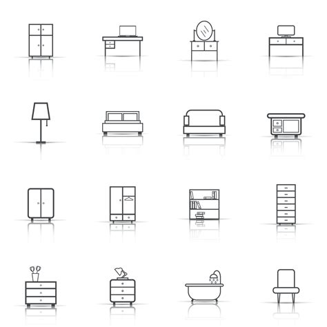 Furniture Icons Set Flat Vector Illustration On White Background