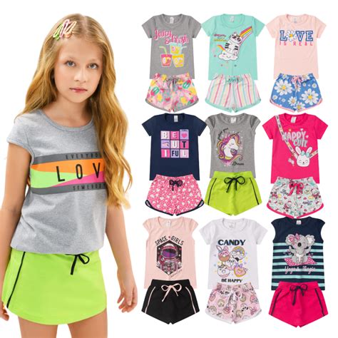 Kit Sortido Pe As De Roupas Infantil Menina Camisetas