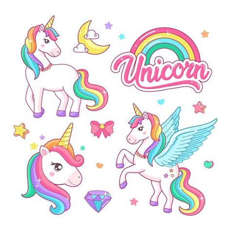 Premium Vector Unicorn Sticker Unicorn Stickers Cute Rainbow Unicorn Unicorn Illustration