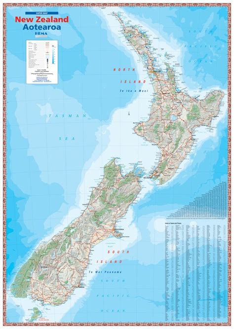 Wandkaart Nieuw Zeeland New Zealand Super Wallmap Hema Maps