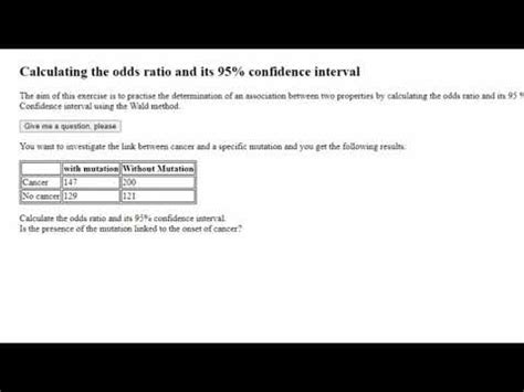 Odds Ratio And 95 Confidence Interval YouTube