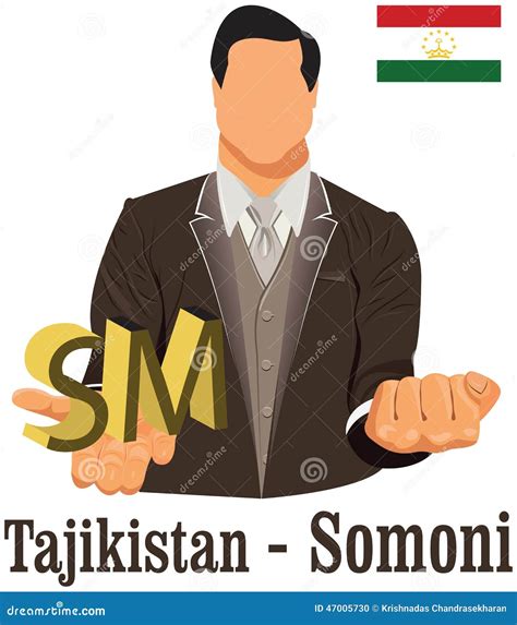 Tajikistan Currency Symbol Somoni Representing Money and Flag. Stock ...