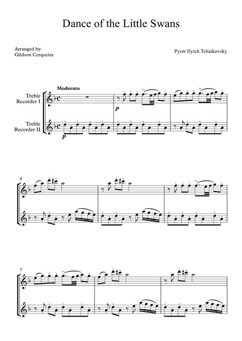 Dance Of The Little Swans Arr Gildson Cerqueira Sheet Music Pyotr Ilyich Tchaikovsky