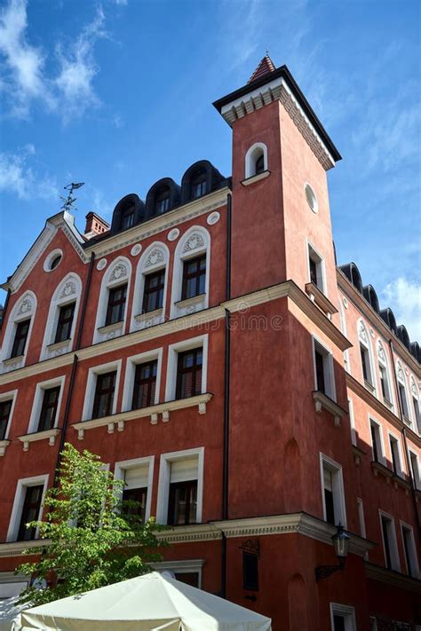 Historic Tenement House With A Tower In The Center Of Poznan Stock