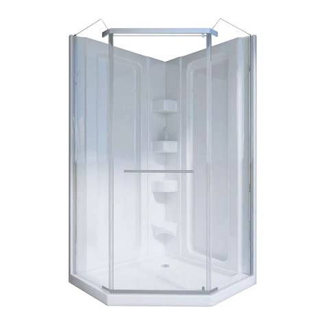 38 38 3 4 X 38 3 4 X 76 1 4 White 1 Piece Corner Shower Bathtub