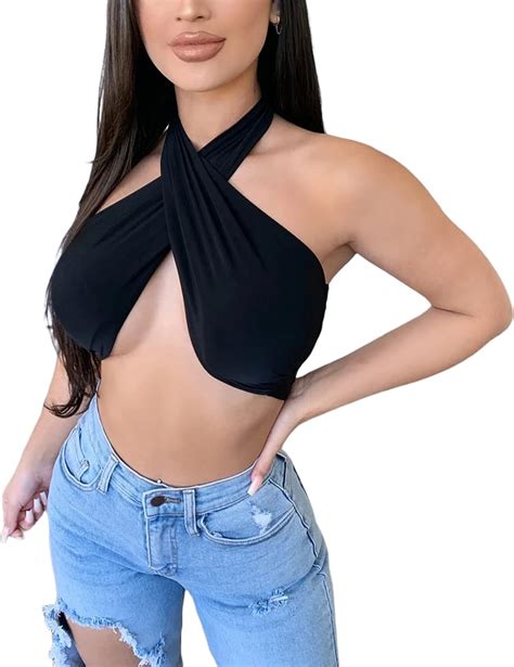 Mai Neckholder Top Für Damen Bauchfrei Mit Kragen Rückenfrei