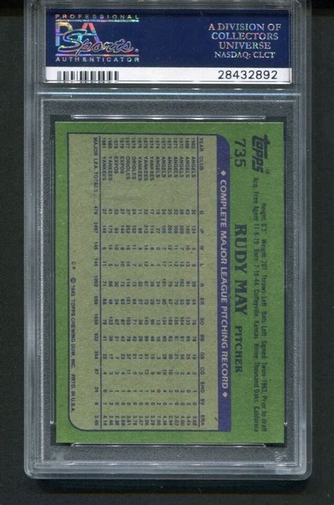 1982 Topps Rudy May New York Yankees 735 PSA 10 EBay