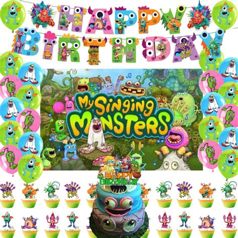 Sing Theme My Singing Monsters Birthday Party Decoration Latex Balloon Photograph Backdrop