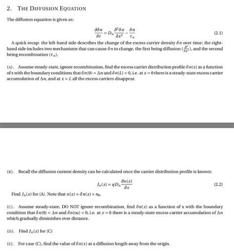diffusion equation  diffusion equation  cheggcom