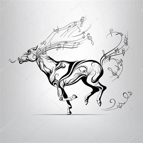 Running horse with music notes — Stock Vector © nutriaaa #67895639