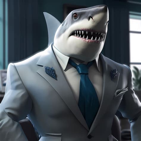 Premium AI Image | 3d render of shark in a suit