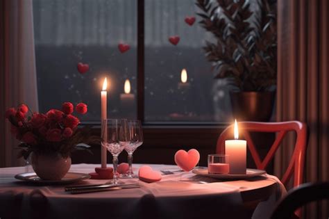 Premium Ai Image Romantic Dinner Table Setting Generative Ai