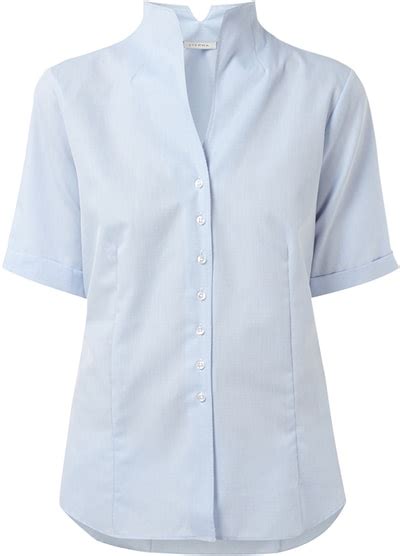 Eterna Bluse mit Kelchkragen und kurzen Ärmeln bleu online kaufen