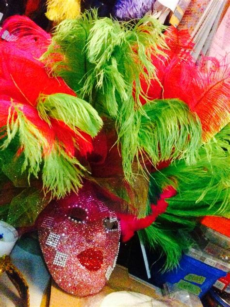 Pink & lime samba Venetian mask