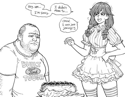 Safebooru 1boy 1girl Absurdres Apron Bb Baalbuddy English Text Fat