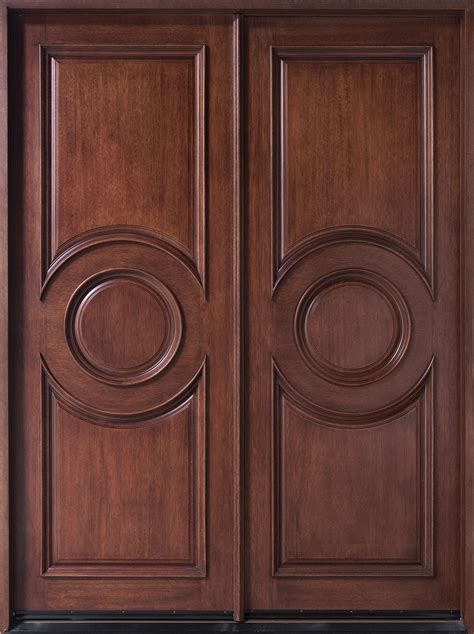 Front Door Custom Double Solid Wood With Dark Mahogany Finish