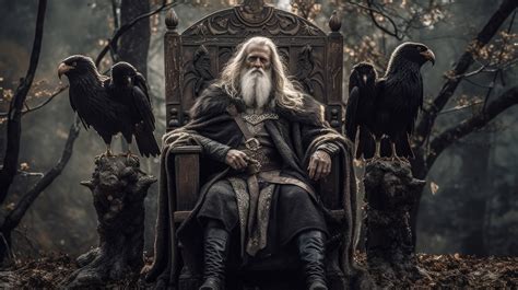 A Powerful Depiction Of Odin The Allfather In Norse Mythology Sitting