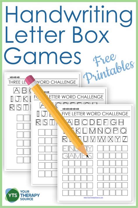 Handwriting Letter Boxes Free Printable Game Your Therapy Source