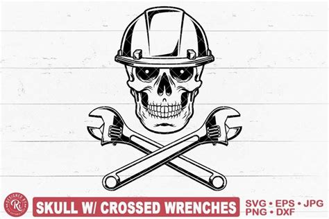 Skull With Hard Hat And Crossed Wrenches Svg Engineer