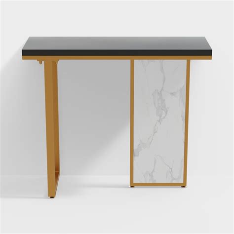 39" Modern Rectangular Black & White Console Table with Wooden Top ...