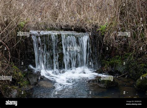 A Small Waterfall At The Parc Slip Nature Reserve On The 4th March 2021