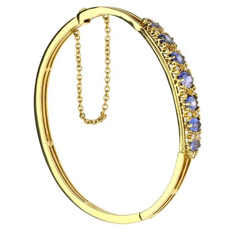 Second Hand Ct Yellow Gold Sapphire Diamond Bangle Miltons Diamonds