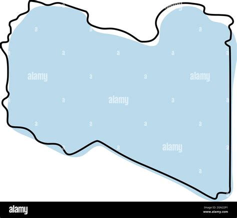 Stylized Simple Outline Map Of Libya Icon Blue Sketch Map Of Libya